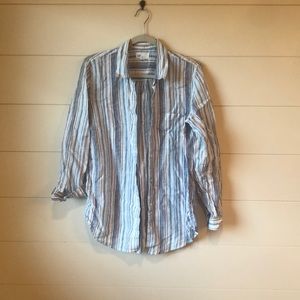 GAP Linen Striped Long-sleeved Shirt Boyfriend Fit Women’s M